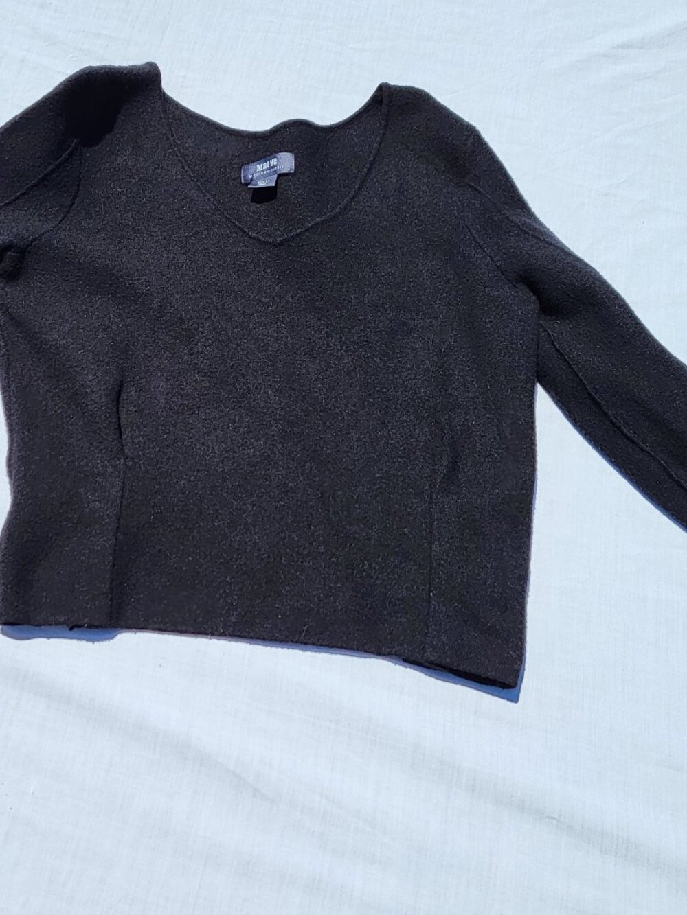 Maeve Anthropologie Sweater Women's Small Black V Neck Preppy Modern Minimalist